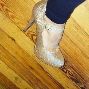 Gold Glitter Mary Janes